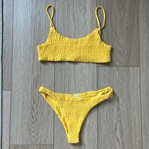 Yellow Textured Bikini Set
